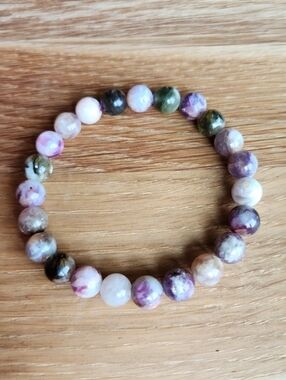 Purple Mica Emerald Beaded Stretch Bracelet | Hand Crafted